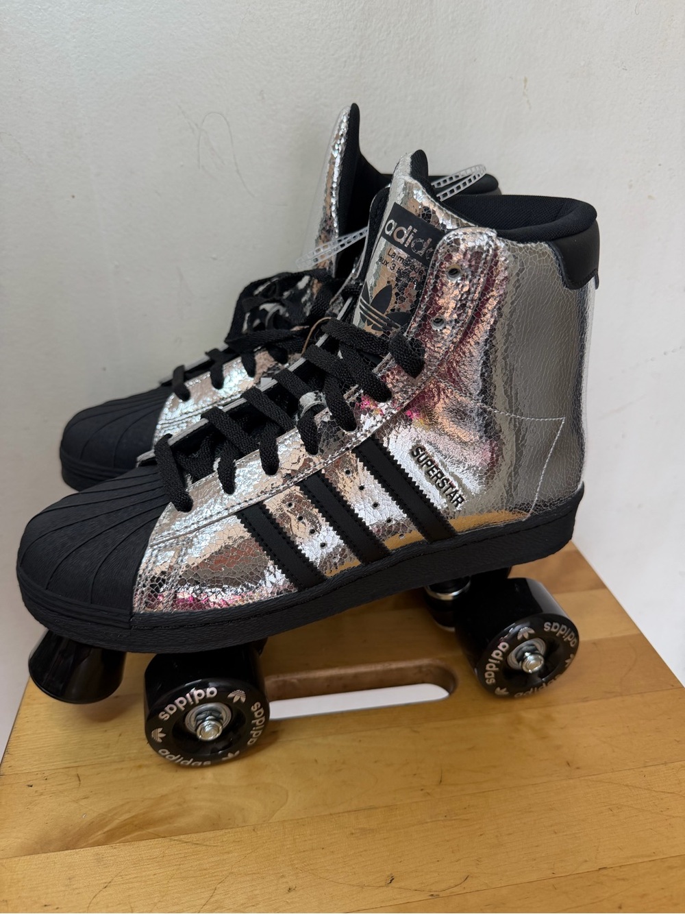 Adidas Silver and Black High-Top Roller Skate Sneakers - Picture 7 of 9